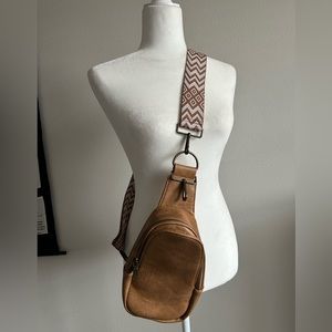 Pink Lily Tan Crossbody Bag